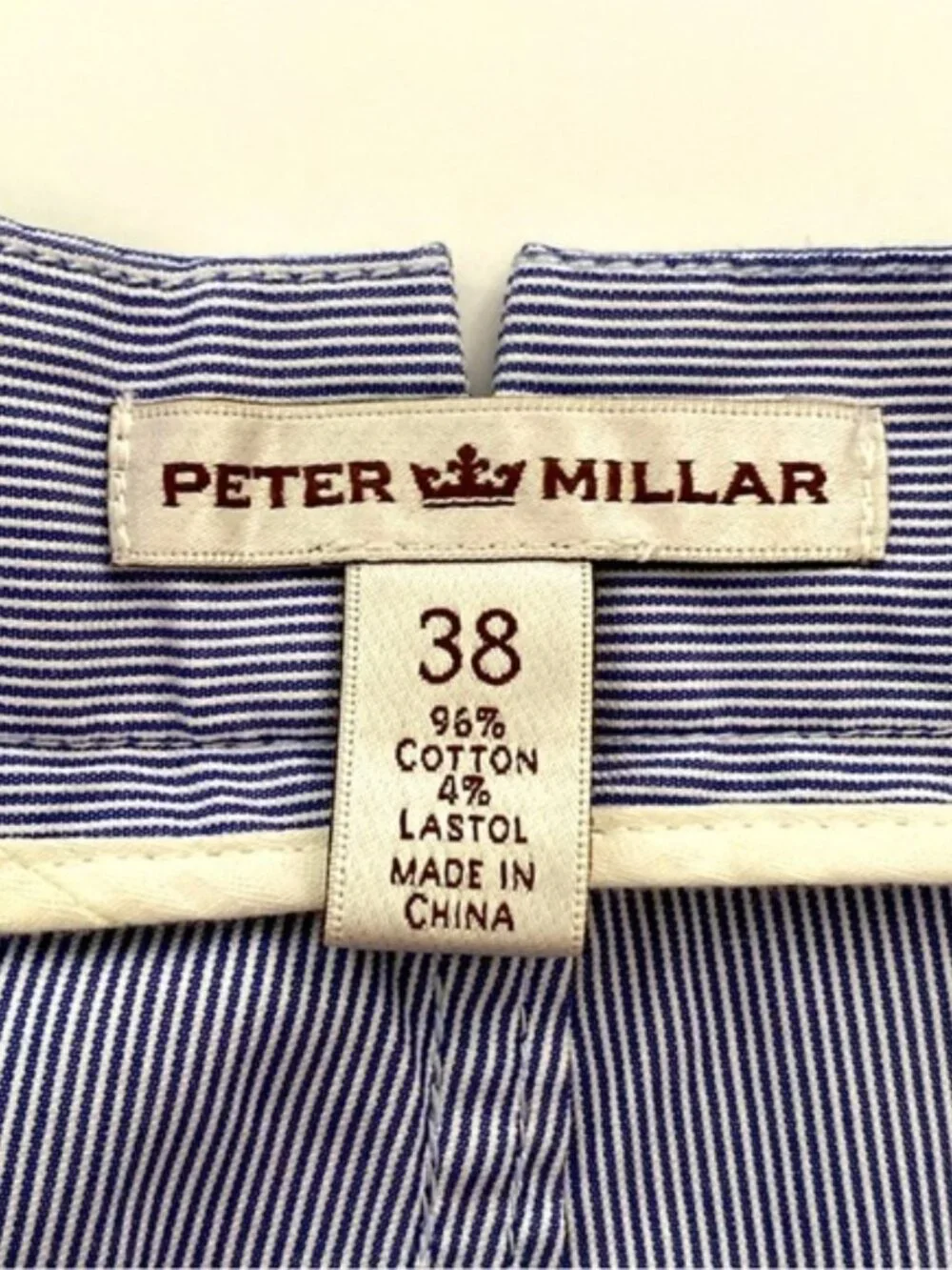 Peter Millar Man’s Shorts 9” Pinstripe Cotton-Blend Shorts  size 38